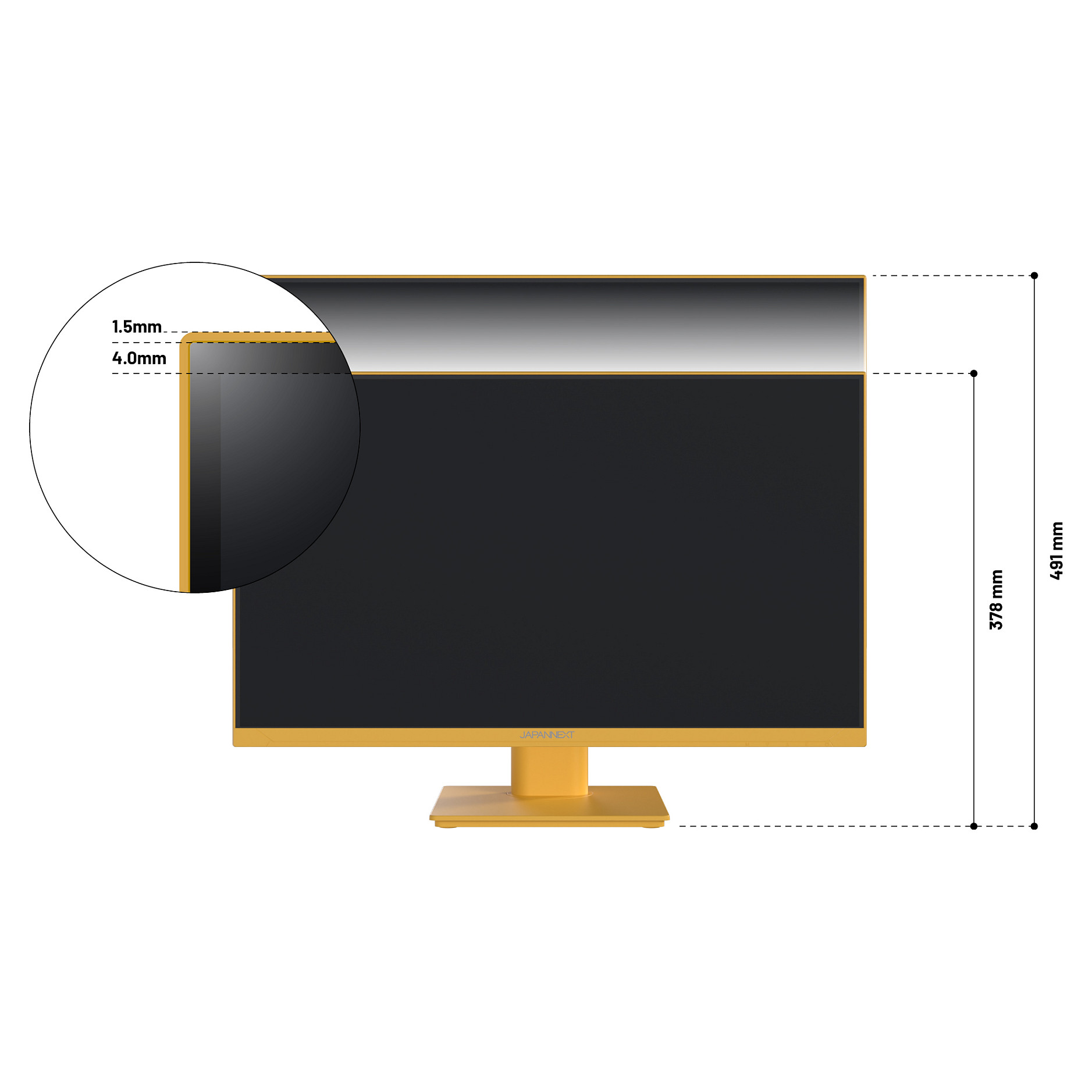 Monitor Gaming JapanNext / 23.8"/ Full HD IPS / LCD / 120Hz / 0.5ms / HDMI+VGA - Verdhë - Figura 3