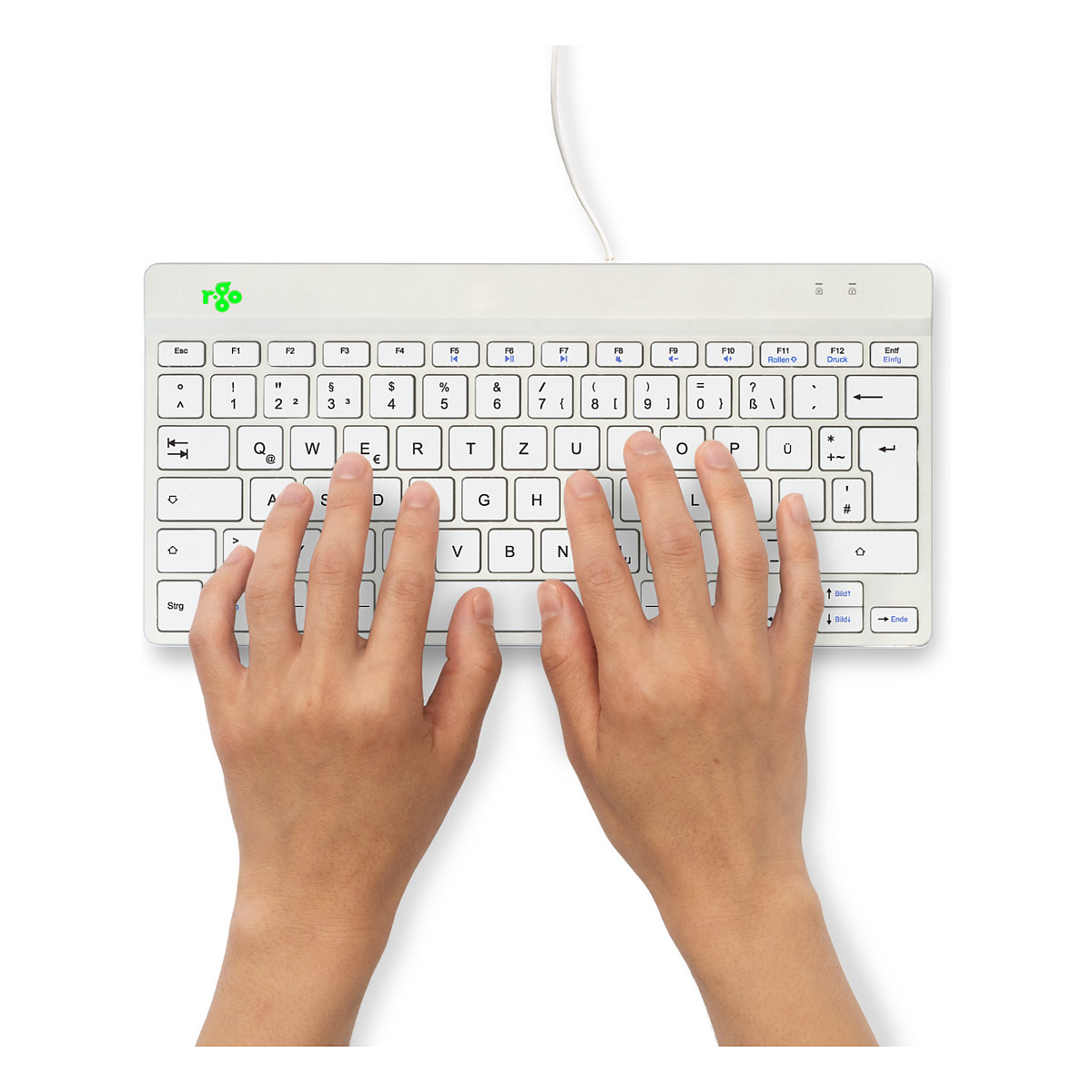 Tastierë me kabllo ergonomike R-Go Compact Break / QWERTZ -Bardhë - Figura 4