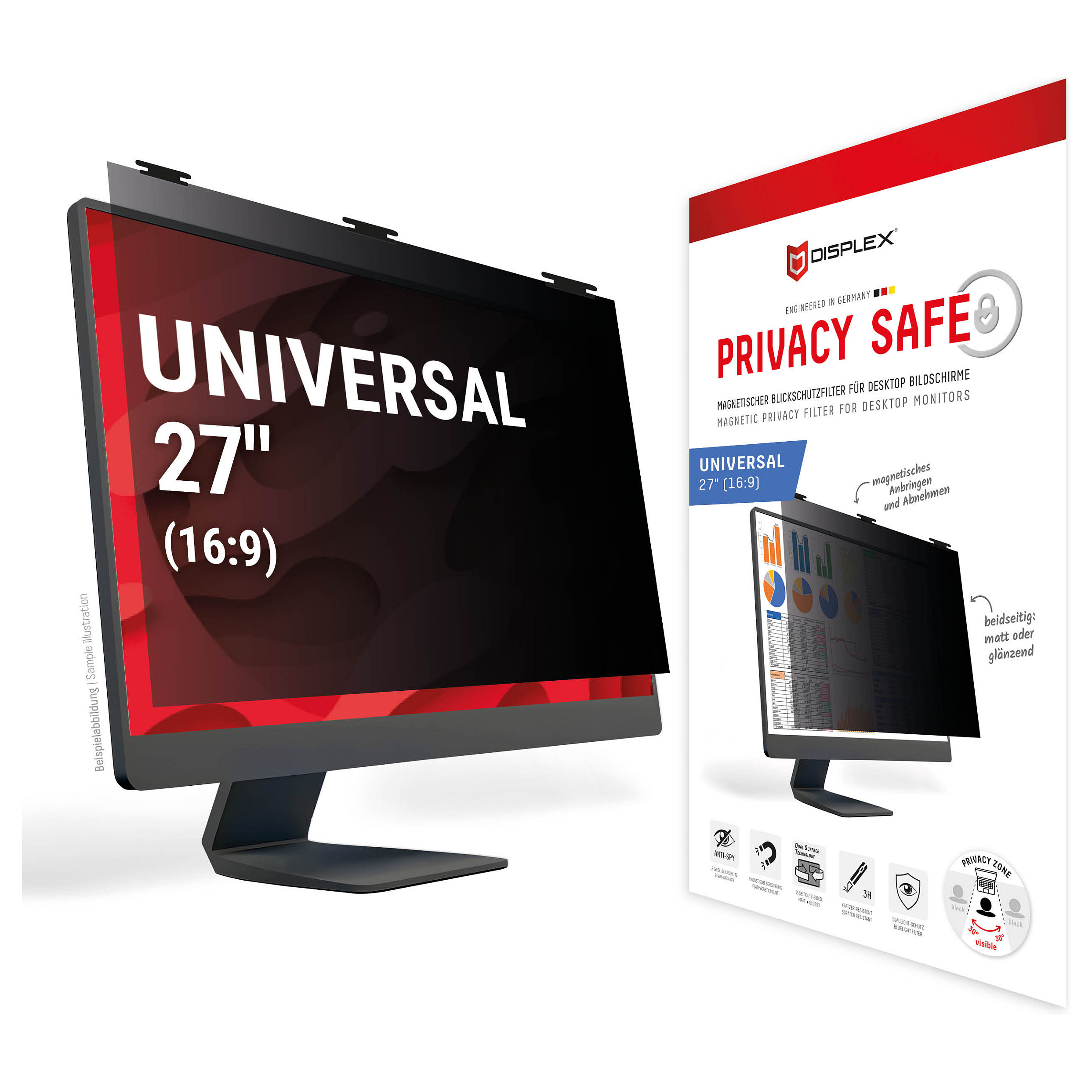 Xham mbrojtës Displex Privacy Safe për monitor 27" 16:9