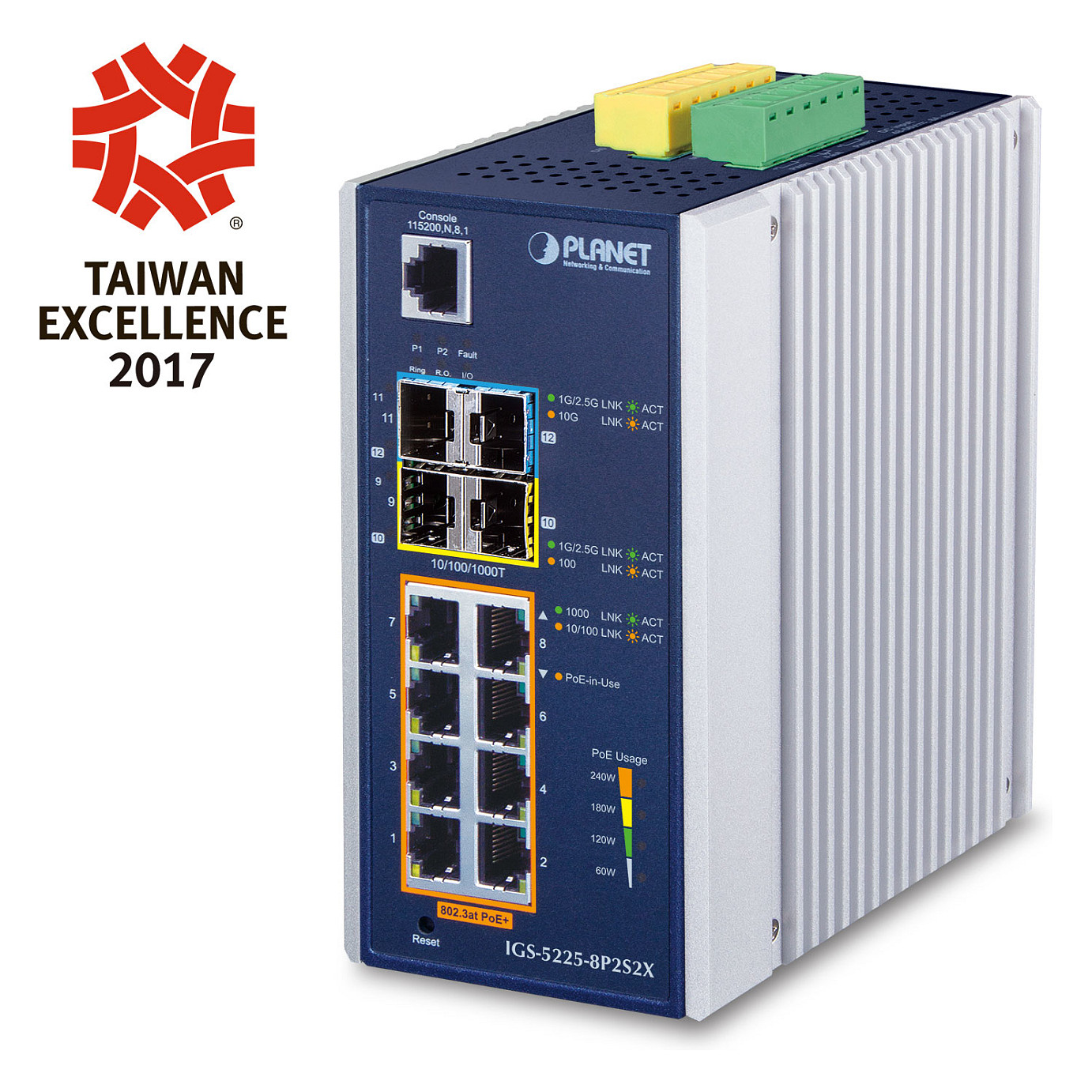 Switch PLANET Managed L3 / 8‑Port Gigabit + 2xSFP +2xSFP+ / PoE+