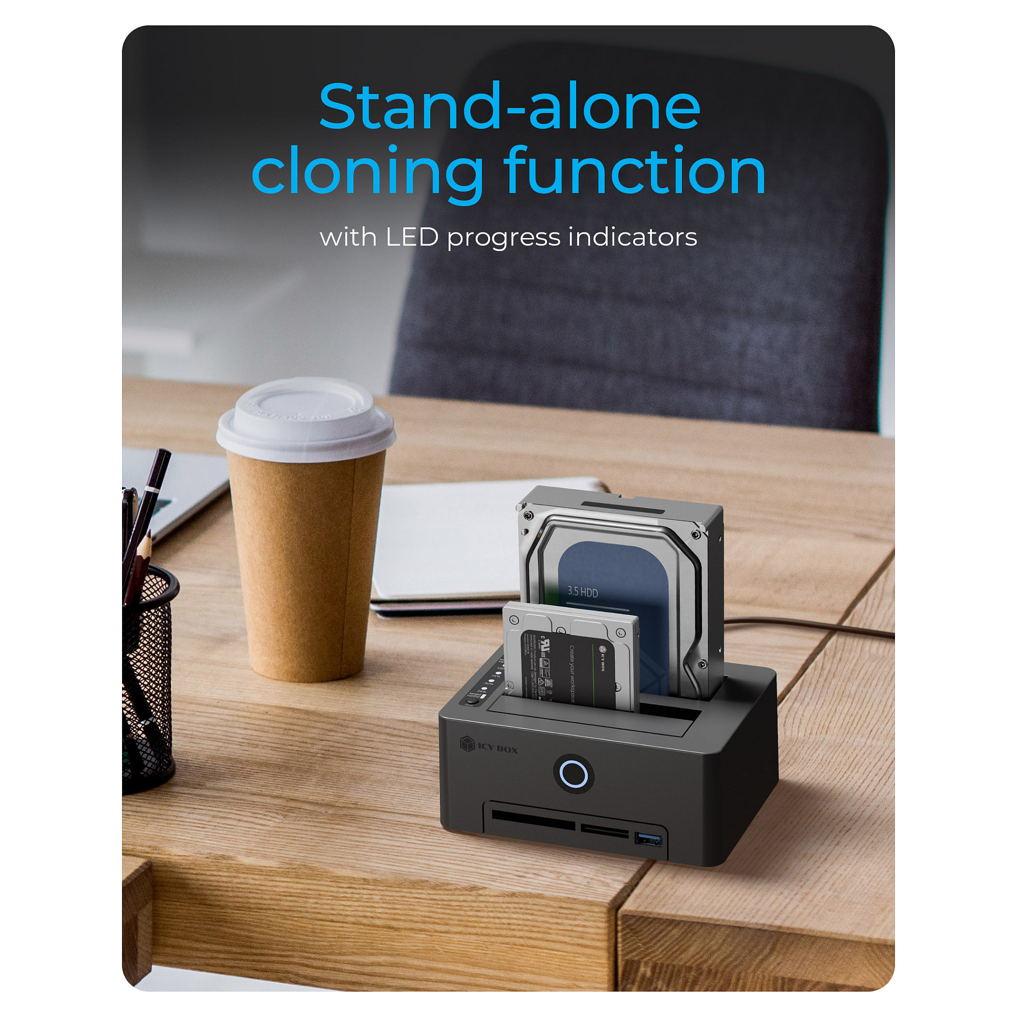 HDD Docking Station ICY BOX IB-1233CL-CR – Klonim & Transferim i Thjeshtë i Hard Disk - Figura 2