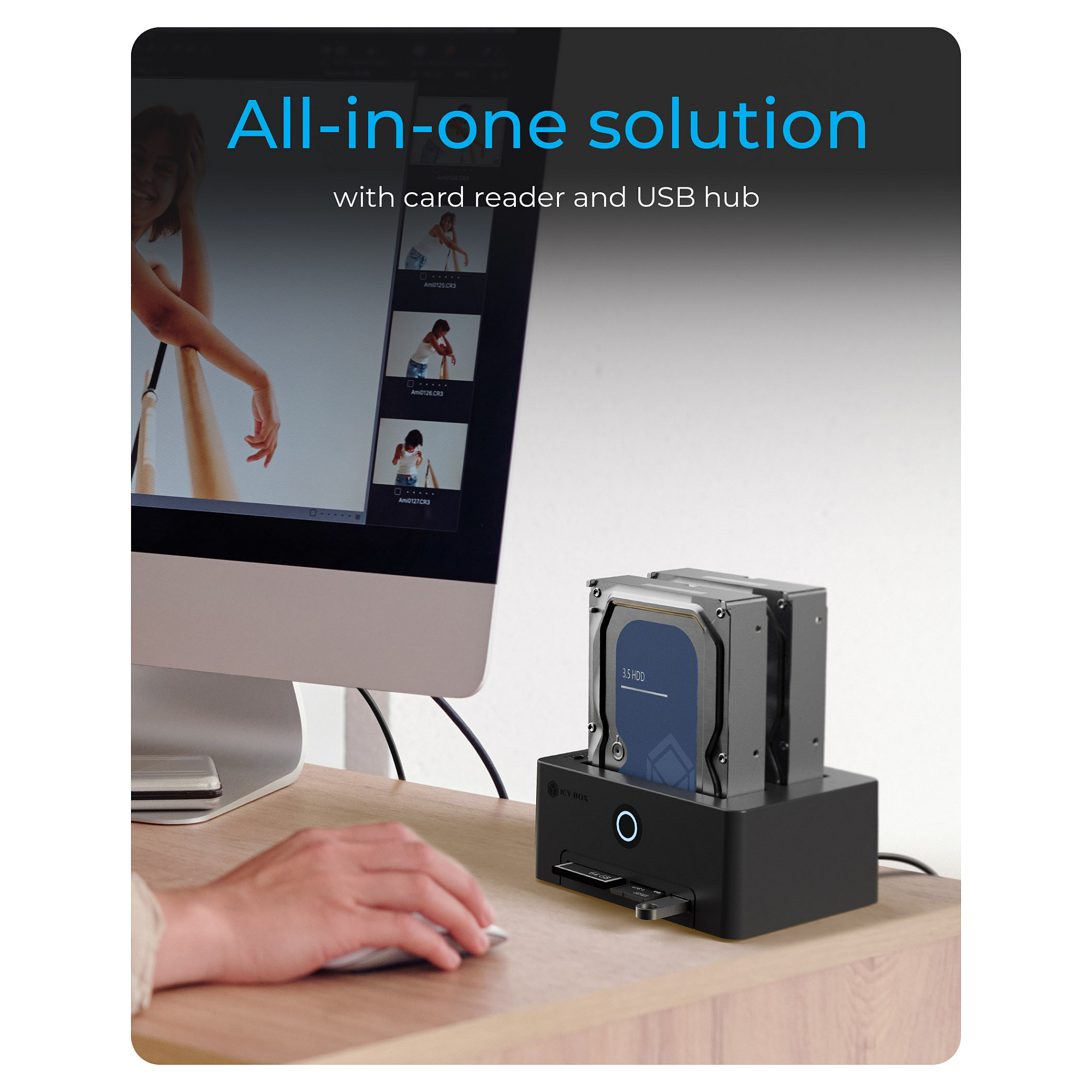 HDD Docking Station ICY BOX IB-1233CL-CR – Klonim & Transferim i Thjeshtë i Hard Disk - Figura 3