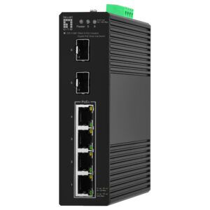 LevelOne IGS-2106P Hilbert Industrial 6-Port Gigabit PoE+ Switch | 4x PoE+ | 2x SFP | DIN Rail | 68W