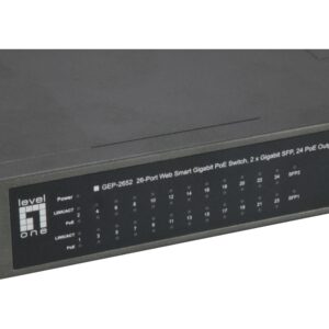 Switch 24x GE GEP-2652 2xGSFP 19" 370W 24xPoE+