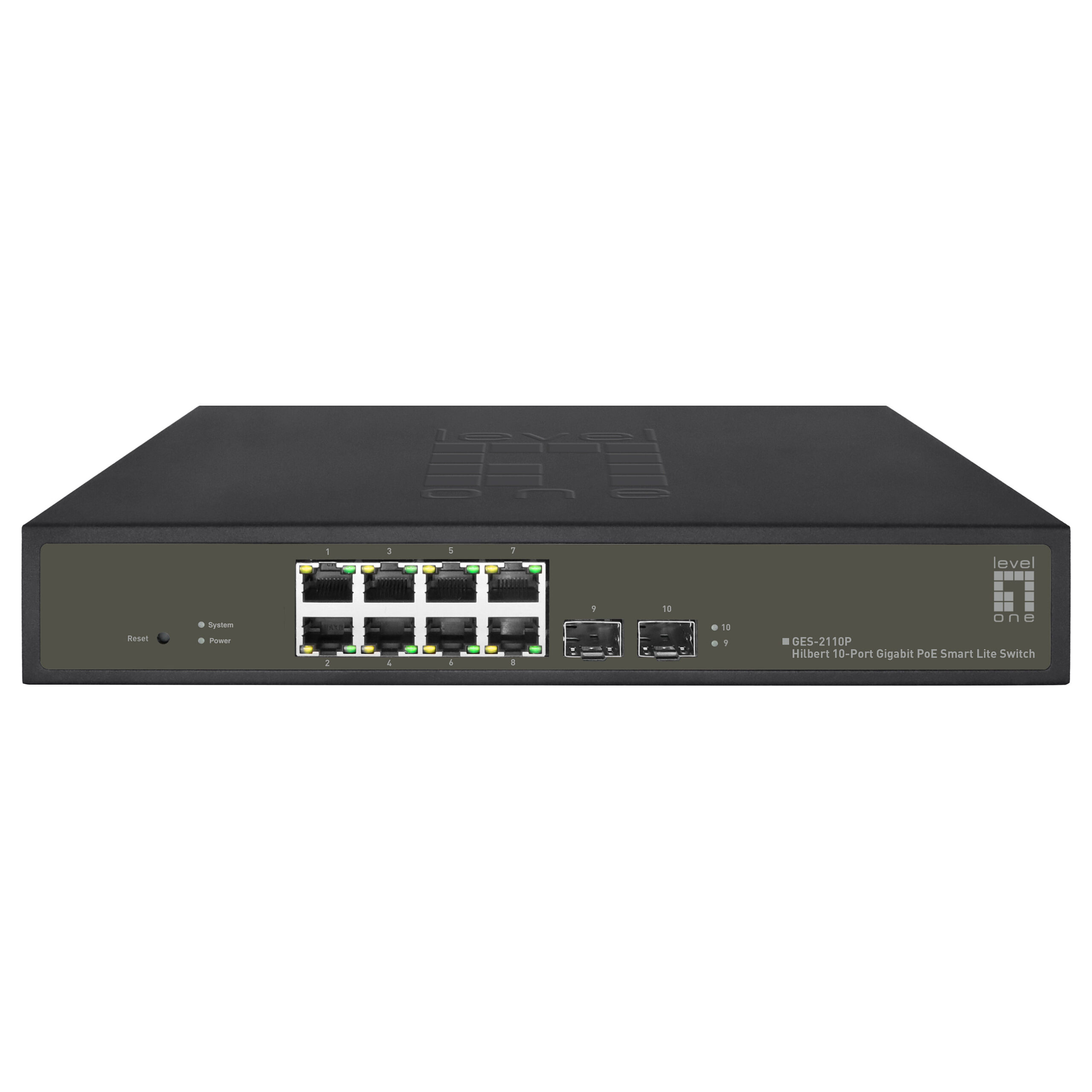 LevelOne GES-2110P Hilbert 10-Port Gigabit PoE Smart Lite Switch | 8x PoE+ | 2x SFP | 130W PoE Budget
