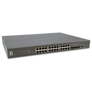 LevelOne GTP-2871 28-Port L3 Lite Managed Gigabit PoE Switch, 24-Port PoE+, 400W Budget, 4x 10G SFP+ Uplink