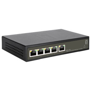 LevelOne GES-2105P 5-Port Gigabit PoE+ Switch, 4-Port PoE+, 60W Budget, Smart Lite Managed, Hilbert Series 8