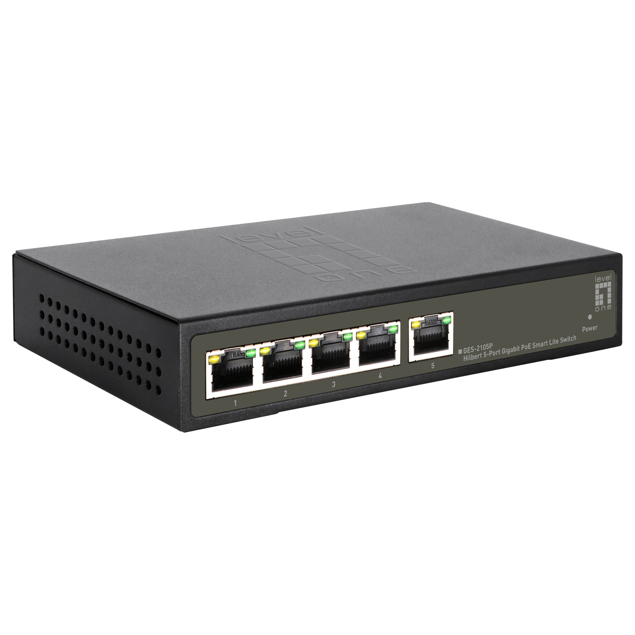 LevelOne GES-2105P 5-Port Gigabit PoE+ Switch, 4-Port PoE+, 60W Budget, Smart Lite Managed, Hilbert Series - Figura 4