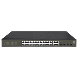 LevelOne GES-2128P 28-Port Gigabit PoE+ Smart Lite Switch, 24-Port PoE+, 380W Budget, 4x SFP/RJ45 Combo, L2 Managed