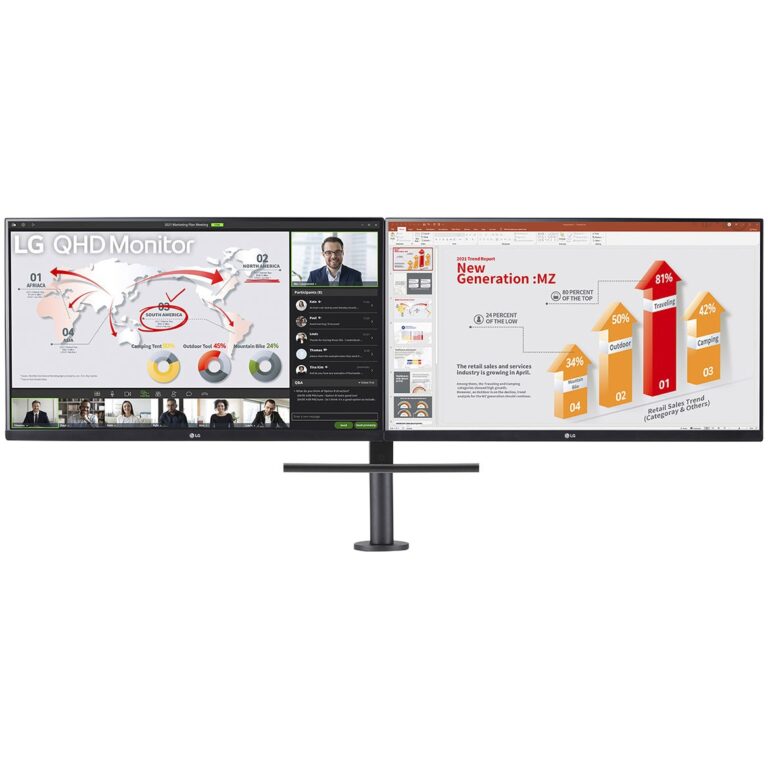 LG 27QP88DP-BS 68.6cm 27Zoll IPS QHD Ergo Dual 350cd/m2 5ms 75Hz HDMI DP D-SUB USB Type-C 65W