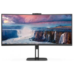 Monitor Gaming i lakuar AOC CU34V5CW/BK / 34" Wide Quad HD 100 Hz 1 ms VA / HDMI DP USB-C WebCam / e zezë