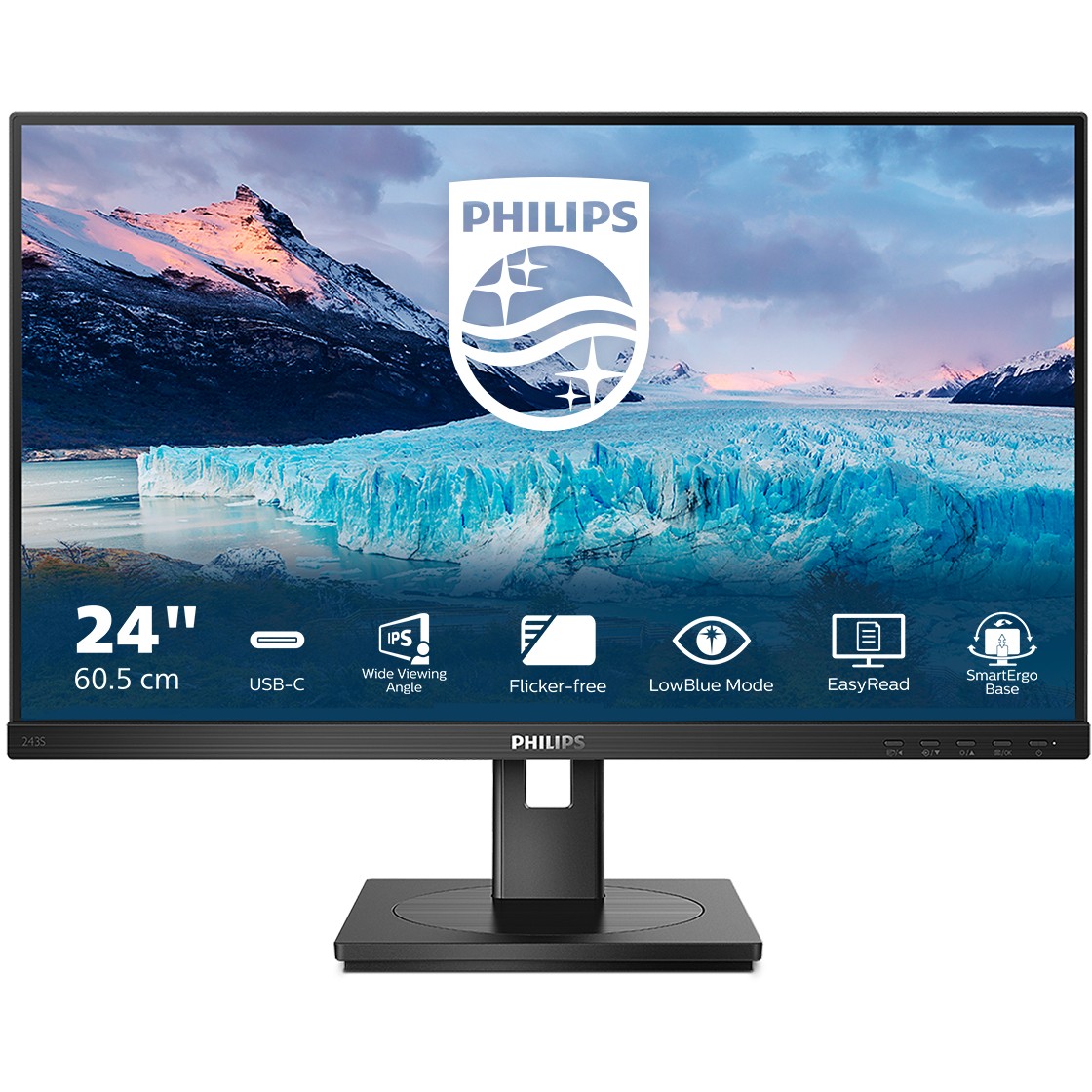 Monitor Philips 243S1 / 23.8″ / FHD / IPS / 16:9 / HDMI + DP + USB-C / E zezë