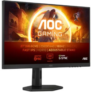 Monitor Gaming AOC G4 Q27G4XF / 27" / Quad HD Fast IPS LED / 180 Hz / 1 ms / HDMI + DisplayPort + Pivot / Zezë