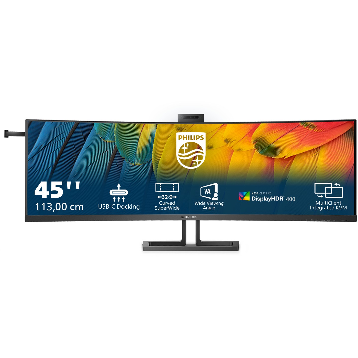 Monitor i lakuar Philips 45B1U6900CH / 44.5" UltraWide Dual Quad HD VA 75 Hz 4 ms Curved / HDMI+DP+USB-C / e zezë - Figura 2