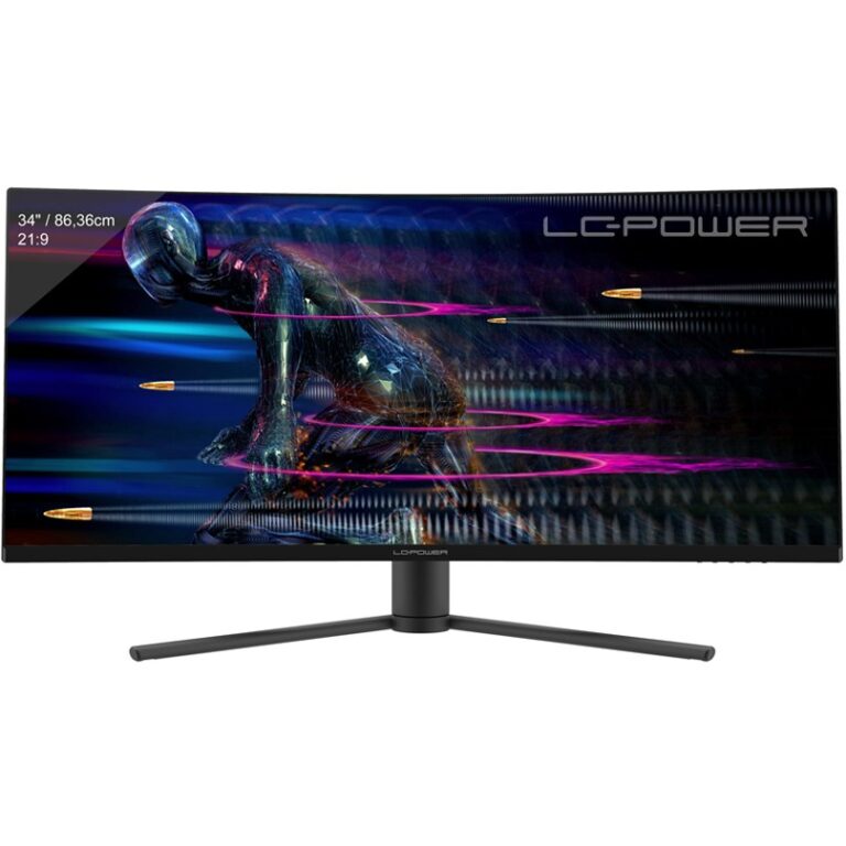 Monitor Gaming i lakuar LC-Power LC-M34-UWQHD-165-C / 34" UltraWide Quad HD 165 Hz 4 ms VA Curved / DP HDMI / e zezë
