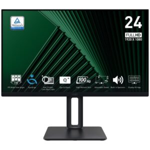 Monitor MSI PRO MP245PG / 24″ / Full HD / IPS / 16:9 / HDMI + DP / 4ms / 100Hz / Pivot / E zezë