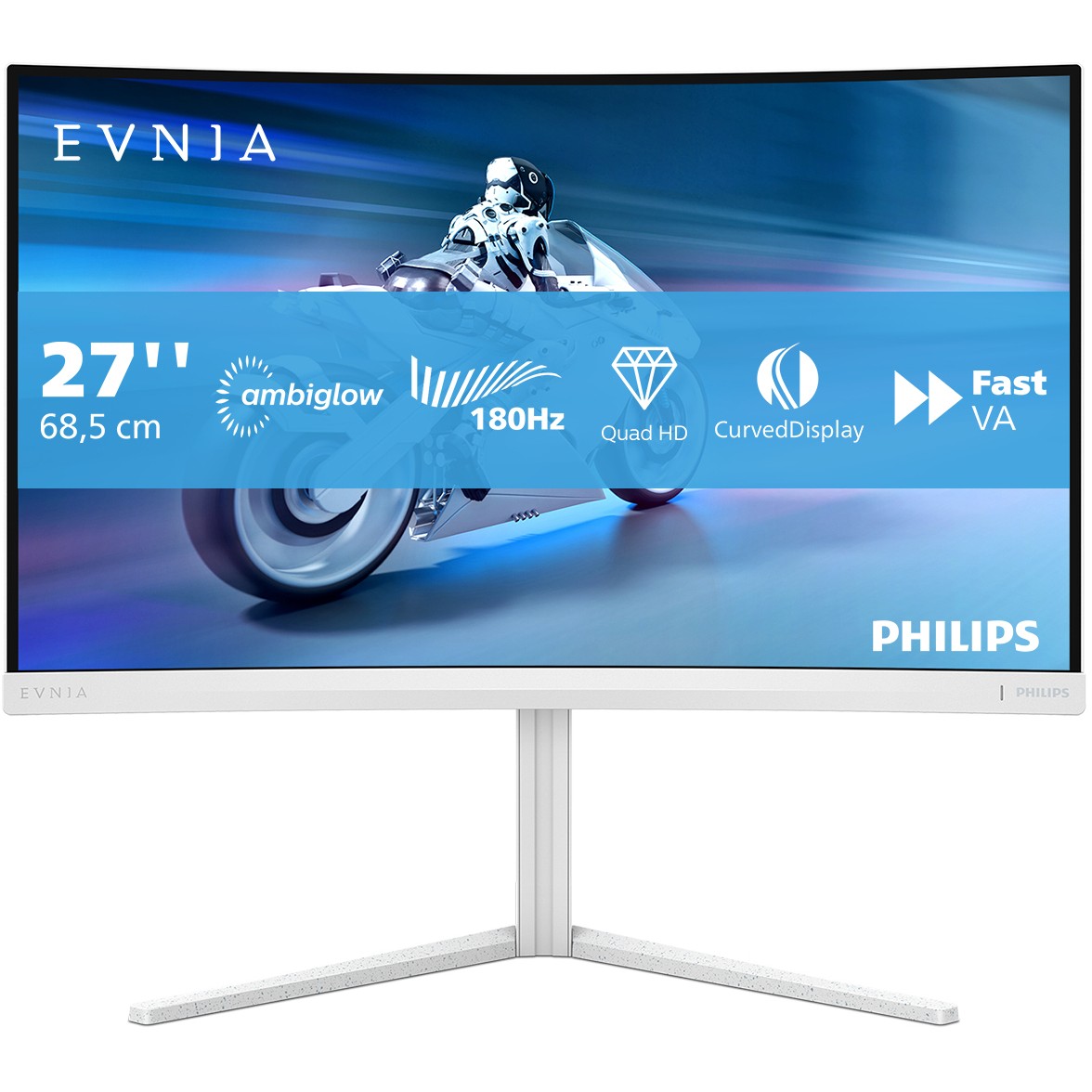 Monitor Gaming i lakuar Philips 27M2C5501 / 27" 2K Quad HD VA 180 Hz 1 ms Curved / HDMI DP / e bardhë - Figura 3
