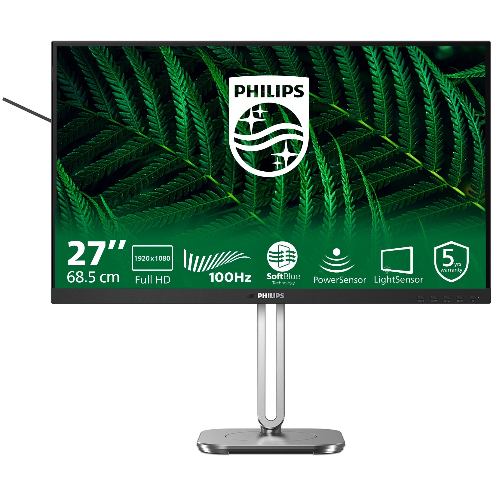 Monitor për punë Philips 27B2G5200 / 27" / Full HD LED IPS / 75 Hz / 4 ms / USB + HDMI + DP / Zezë Gri