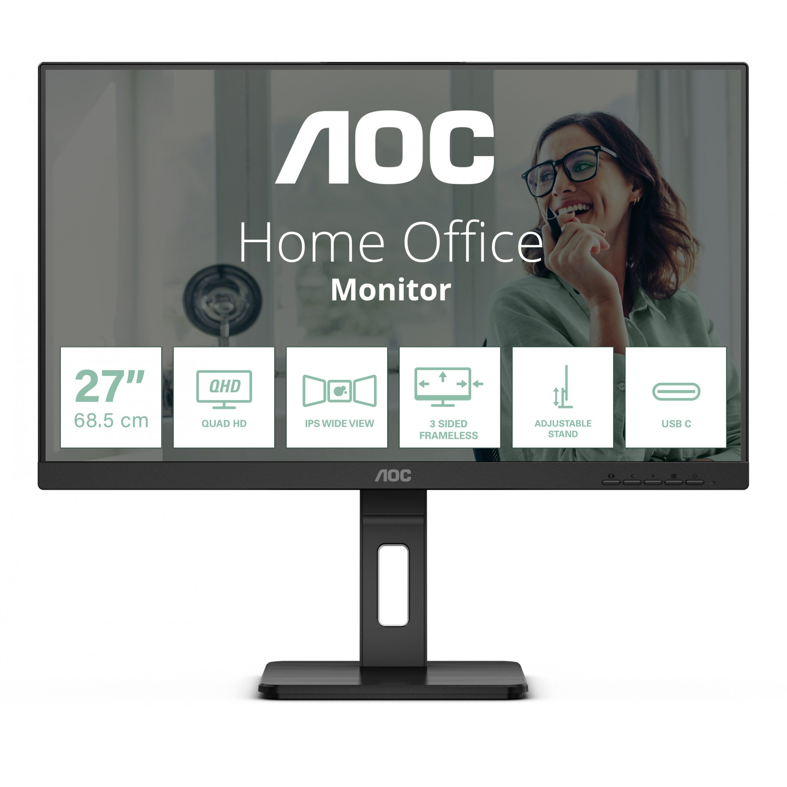 Monitor AOC Q27P3CV / 27″ / QHD / 16:9 / HDMI + DP + USB-C / IPS / E zezë