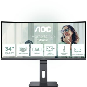 Monitor AOC CU34P3CV / 34″ / WQHD / 21:9 / Curved / HDMI + DP + USB-C / VA / E zezë