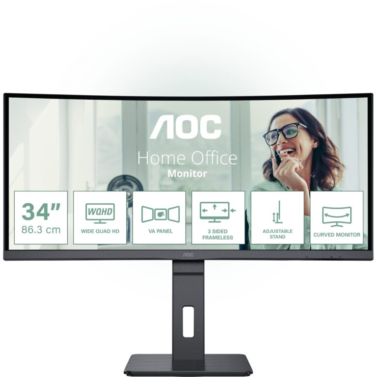 Monitor AOC CU34P3CV / 34″ / WQHD / 21:9 / Curved / HDMI + DP + USB-C / VA / E zezë