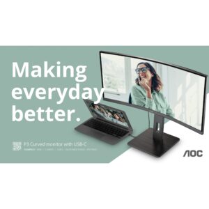 Monitor AOC CU34P3CV / 34″ / WQHD / 21:9 / Curved / HDMI + DP + USB-C / VA / E zezë