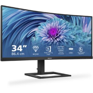 Monitor i lakuar Philips 346E2CUAE / 34" Wide Quad HD+ 100 Hz 4 ms VA / HDMI DP USB-C / e zezë