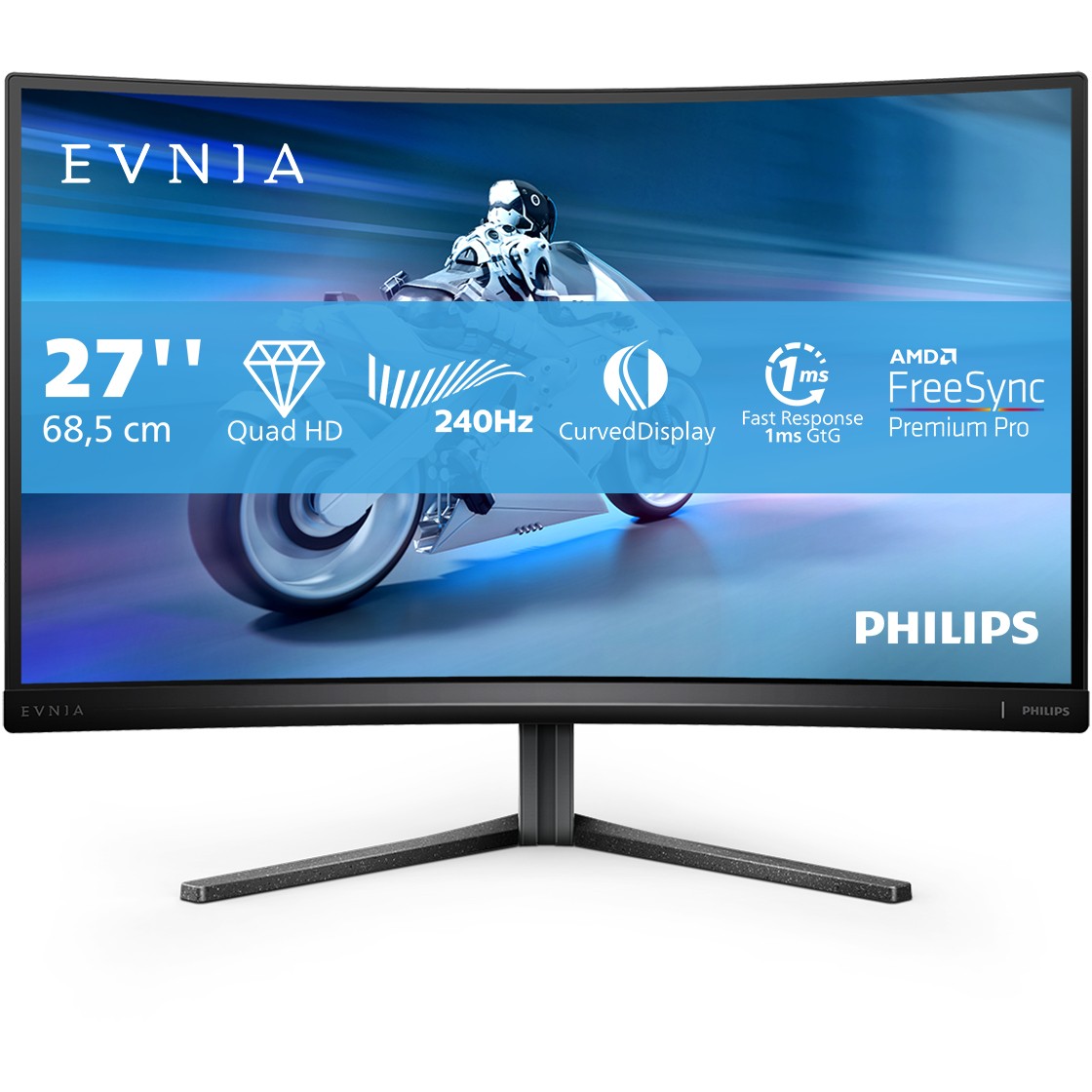 Monitor Gaming i lakuar Philips Evnia 27M2C5500W / 27" Quad HD VA 144 Hz 1 ms Curved / HDMI, DisplayPort, USB, AC / e zezë - Figura 3