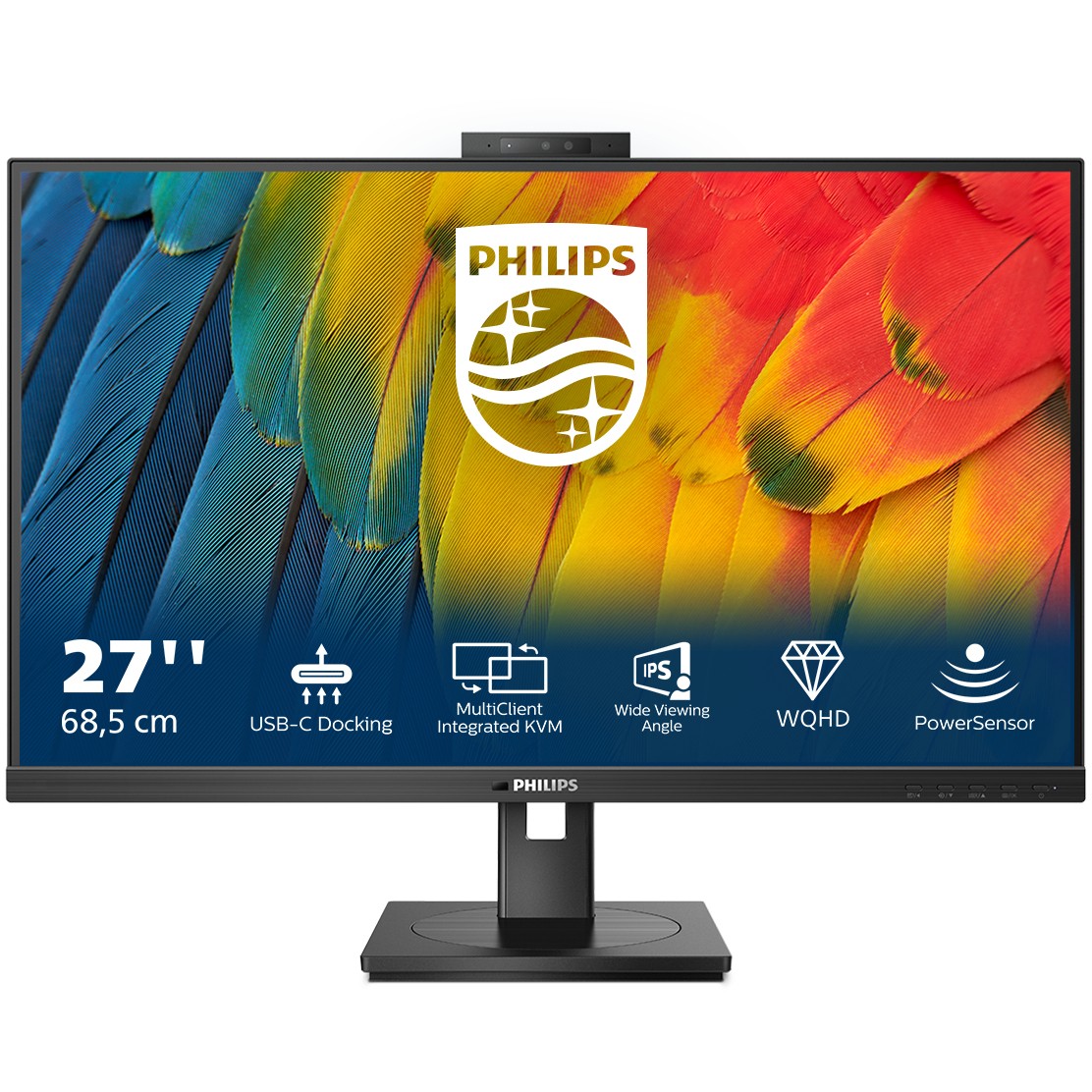 Monitor Philips 27B1U5601H / 27″ / QHD / IPS / 16:9 / 75Hz / HDMI + DP + USB-C + USB Hub / Speaker + Webcam / E zezë - Figura 2