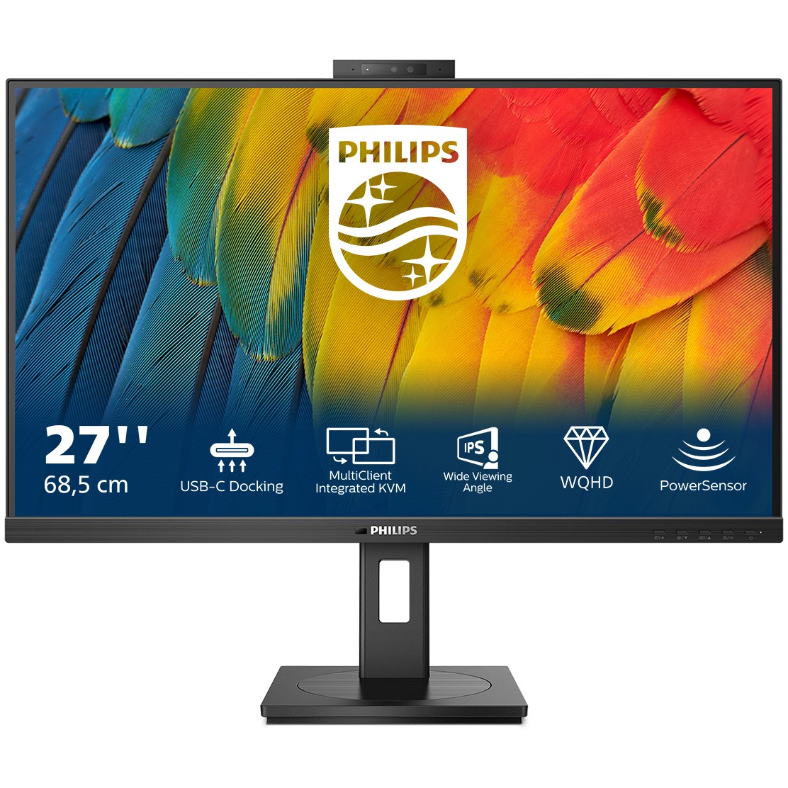 Monitor Philips 27B1U5601H / 27″ / QHD / IPS / 16:9 / 75Hz / HDMI + DP + USB-C + USB Hub / Speaker + Webcam / E zezë - Figura 3