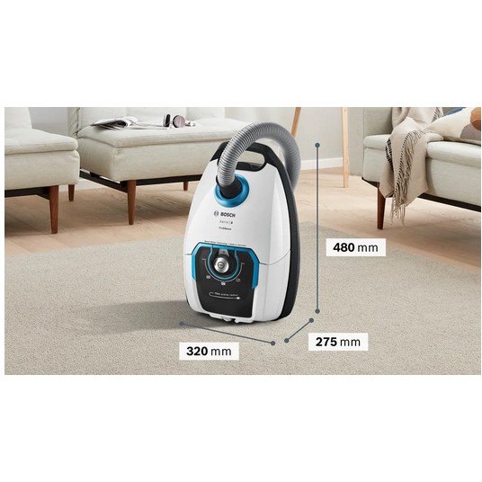 Fshesë robotike Bosch / ProSilence Serie 8 BGB75XSIL / Bagged Cylinder Vacuum Cleaner - Bardhë - Figura 3