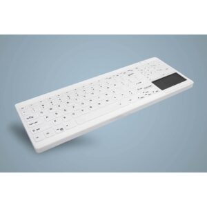 Tastierë CHERRY AKTIVE KEY Hygiene Compact Ultraflat Touchpad Keyboar / USB / e bardhë