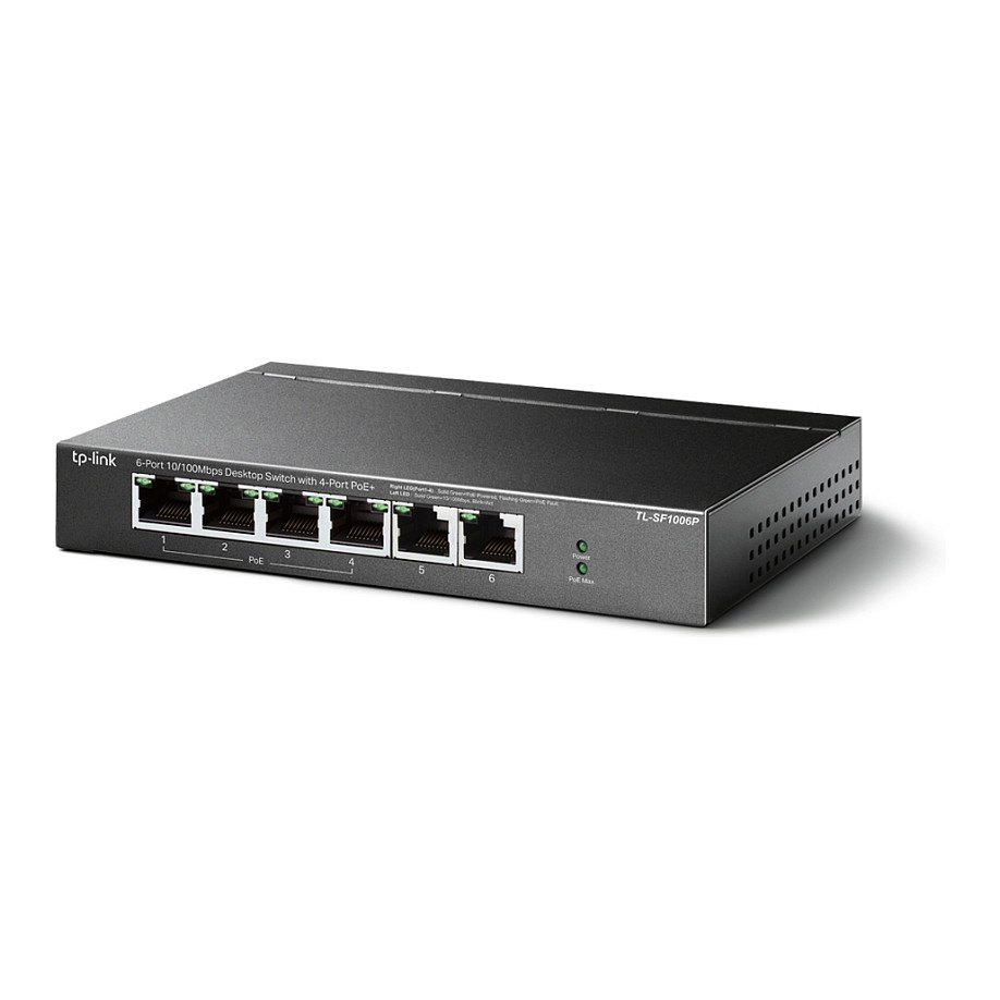 TP-Link TL-SF1006P 6-Port Fast Ethernet Switch me 4 Porta PoE+ për Kamera IP dhe Access Point - Figura 2