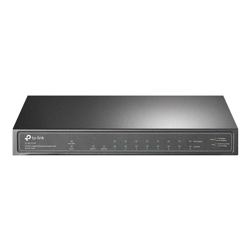 TP-Link TL-SG1210P 10-Port Gigabit PoE+ Switch, 63W PoE Budget, 1x SFP, Unmanaged