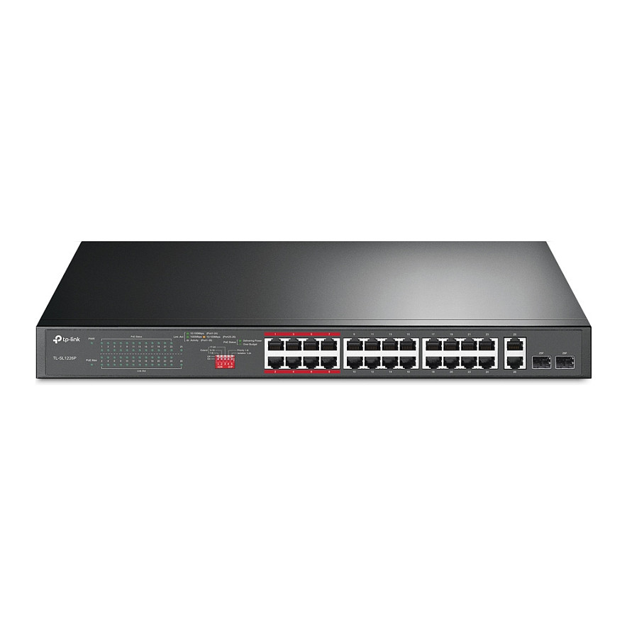 TP-Link TL-SL1226P Switch PoE+ 24-Port 10/100Mbps, 2x Gigabit Uplink, 2x SFP Combo, 250W