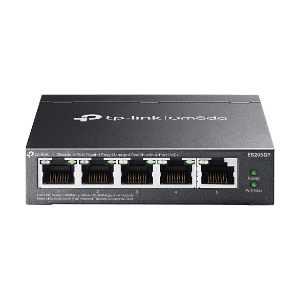 TP-Link Omada ES205GP 5-Port Easy Managed Gigabit Switch with 4-Port PoE+ | 65W PoE Compact Business Switch