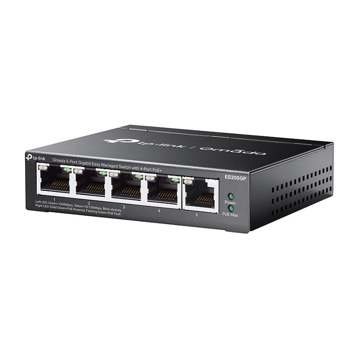 TP-Link Omada ES205GP 5-Port Easy Managed Gigabit Switch with 4-Port PoE+ | 65W PoE Compact Business Switch - Figura 3