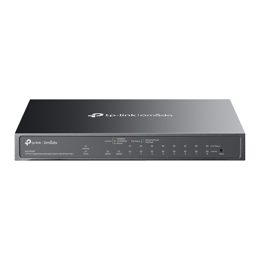 TP-Link Omada ES210GMP 10-Port Easy Managed Gigabit Switch with 8-Port PoE+ | 123W PoE Budget