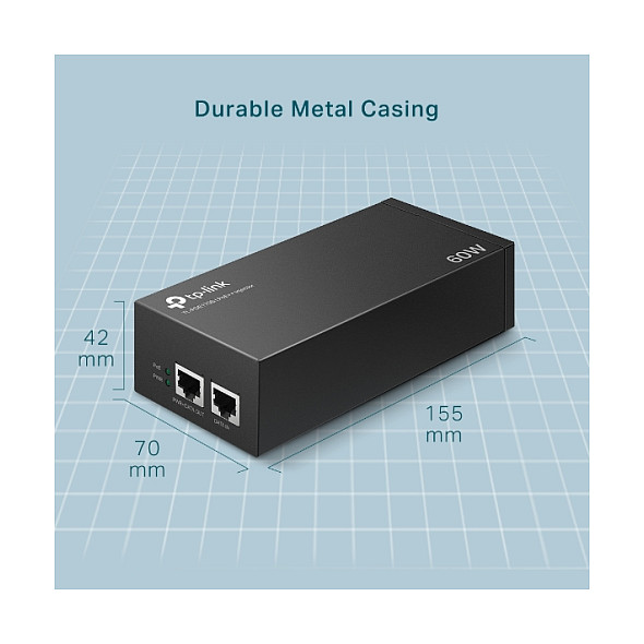 TP-Link Omada TL-POE170S PoE++ Injector Gigabit 60W IEEE 802.3bt për Kamera IP dhe Access Point - Figura 5