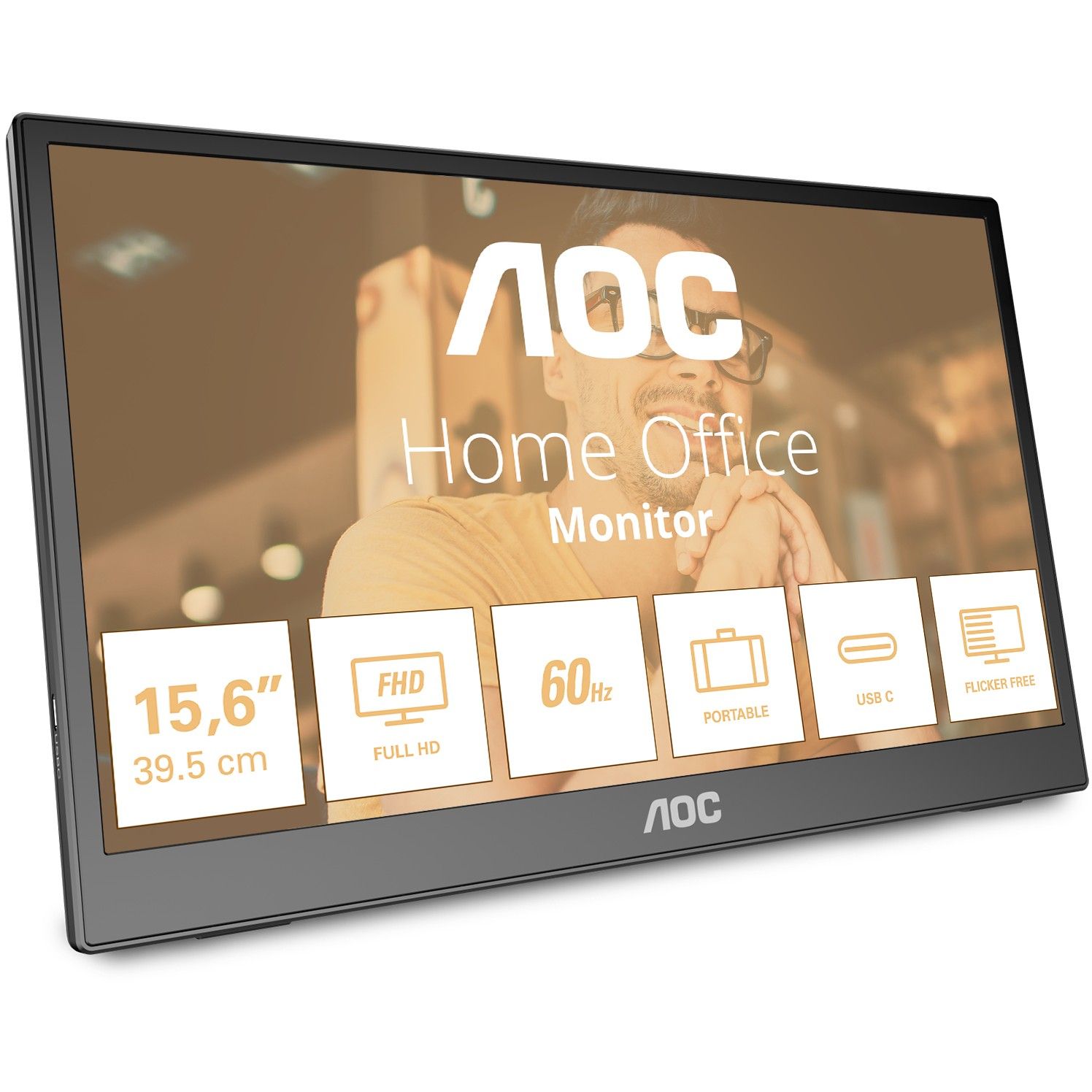 Monitor AOC I1601FWUX / 15.6″ / FHD / IPS LCD / 16:9 / 60Hz / USB-C / E zezë - Figura 2