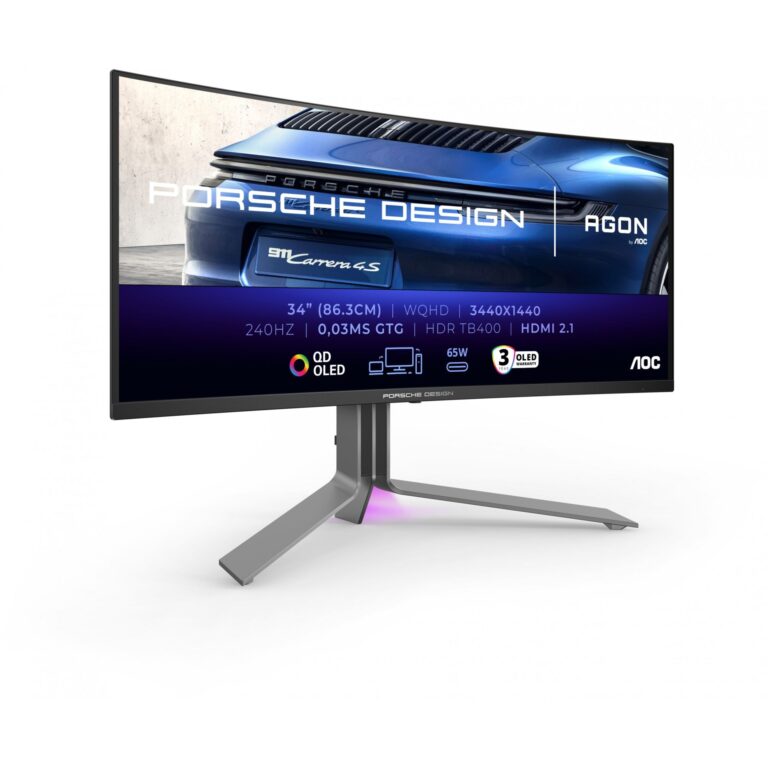 Monitor Gaming AOC AGON PRO PD34 / 34" / WQHD QD-OLED / 240 Hz / 0.03 ms / DP + HDMI / Zezë