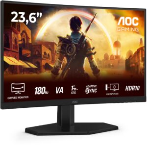 Monitor Gaming i lakuar AOC C24G42E / 23.6" 180 Hz 1 ms GTG Fast VA Curved / HDMI DP / e zezë