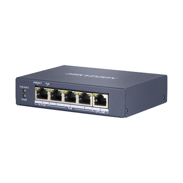 Switch HIKVISION DS‑3E0505HP‑E / Unmanaged L2 / PoE / 5xPort