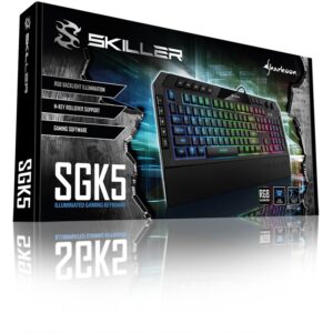 Tastierë Gaming Sharkoon Skiller SGK5 / RGB / DE / me kabllo / E zezë
