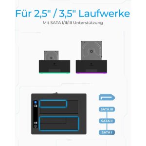 Docking station ICY BOX 6.4cm (2.5) & 8.9cm (3.5) SATA - USB 3.0 / e zezë