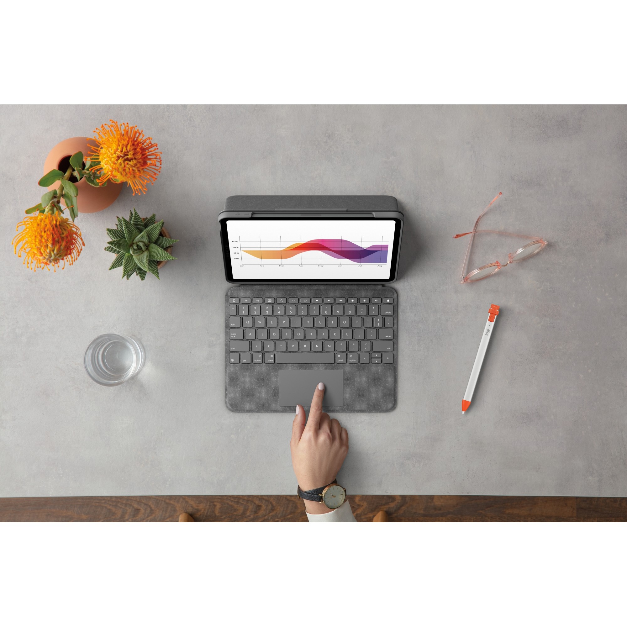 Aksesorë Apple Logitech Folio Touch për iPad Air (Gjenerata e 4-të) – Grafit - Figura 5