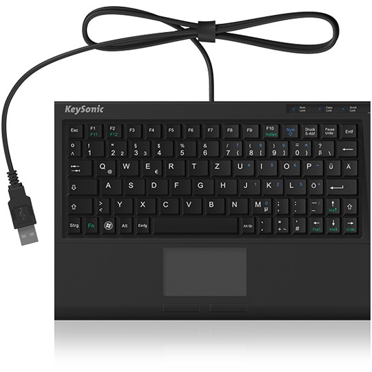 Tastierë me kabllo KeySonic ACK-3410 / DE Layout / Super-Mini Smart-Touchpad - Zezë - Figura 4