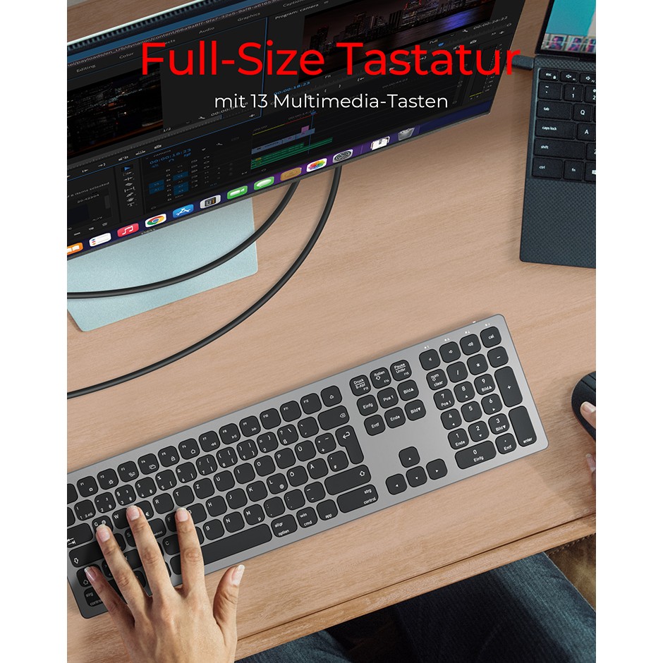 Tastierë Pa kabllo KeySonic KSK-8023BTRF Wireless/ DE-Layout – Grafit - Figura 2