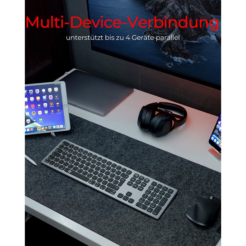 Tastierë Pa kabllo KeySonic KSK-8023BTRF Wireless/ DE-Layout – Grafit - Figura 3