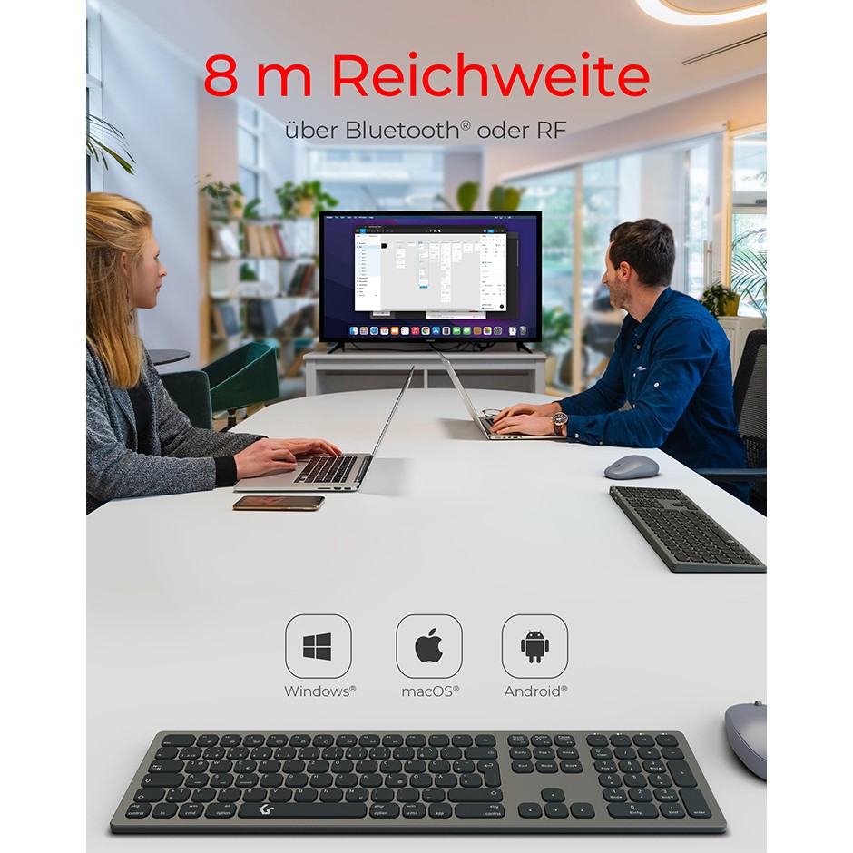 Tastierë Pa kabllo KeySonic KSK-8023BTRF Wireless/ DE-Layout – Grafit - Figura 4